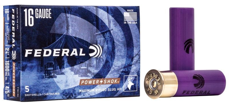 Federal Power Shok Rifled Slug 16 Ga 350 Gr 2-3/4″ Box of 5 — Go Tenda