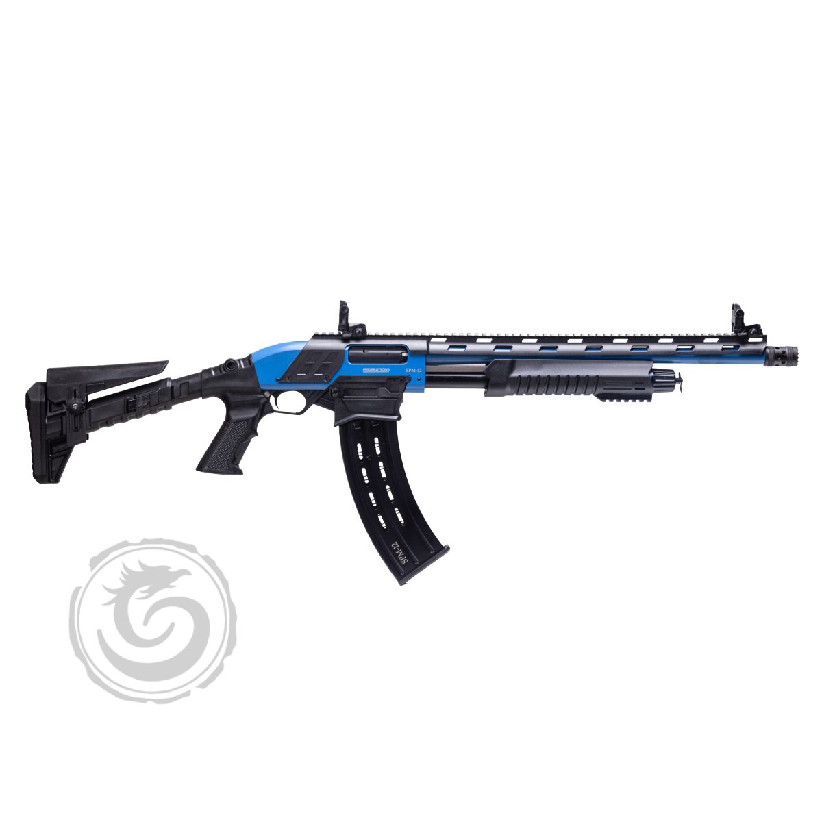 Federation Firearms SPM-12 Mag-Fed 12 Ga 18.7″ Barrel Pump Shotgun, NRA Blue — Go Tenda