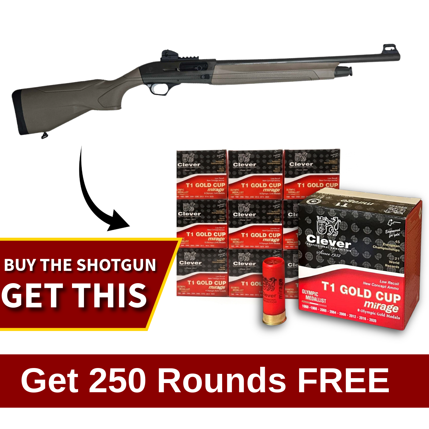 Reximex RS 212 HD Semi-Auto 12 Ga 20″ Barrel Shotgun FDE w/Ammo Combo — Go Tenda