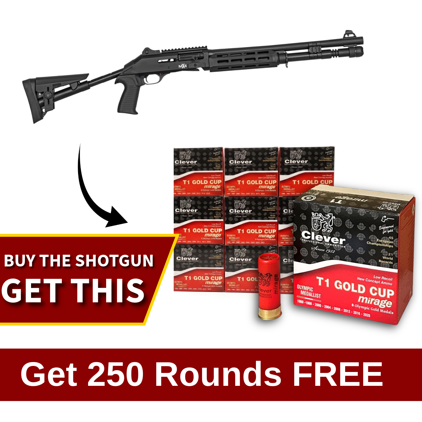 Hunt Group MX4 Tactical Semi-Auto 12 Ga w/Ammo Combo — Go Tenda