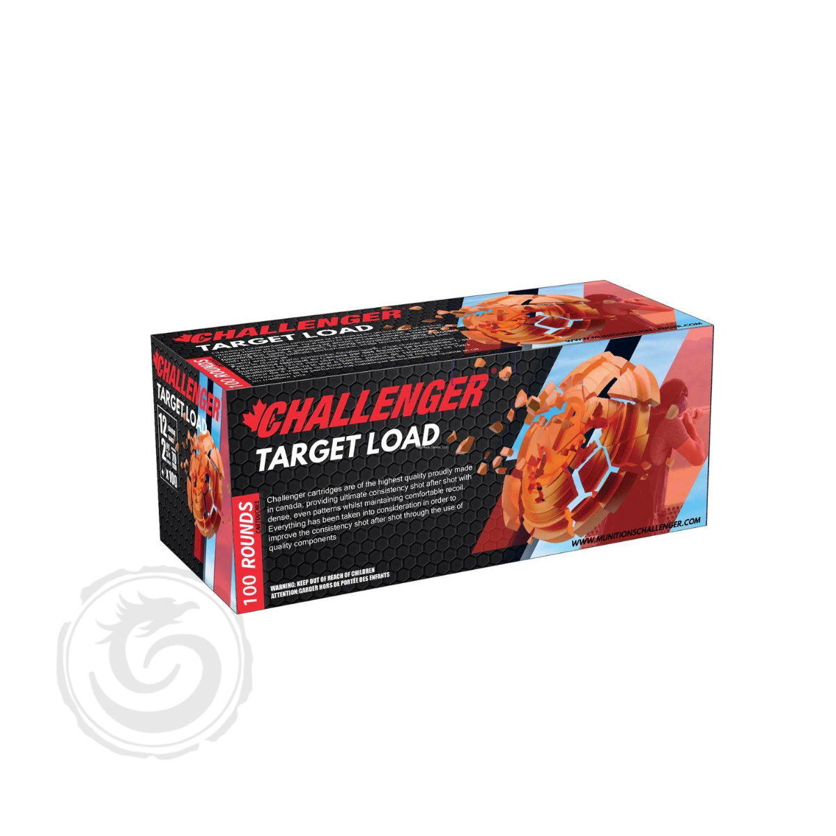 Challenger Target Load 12 Ga, 2-3/4″, 1-1/8-oz, #7.5 Shot Box of 100