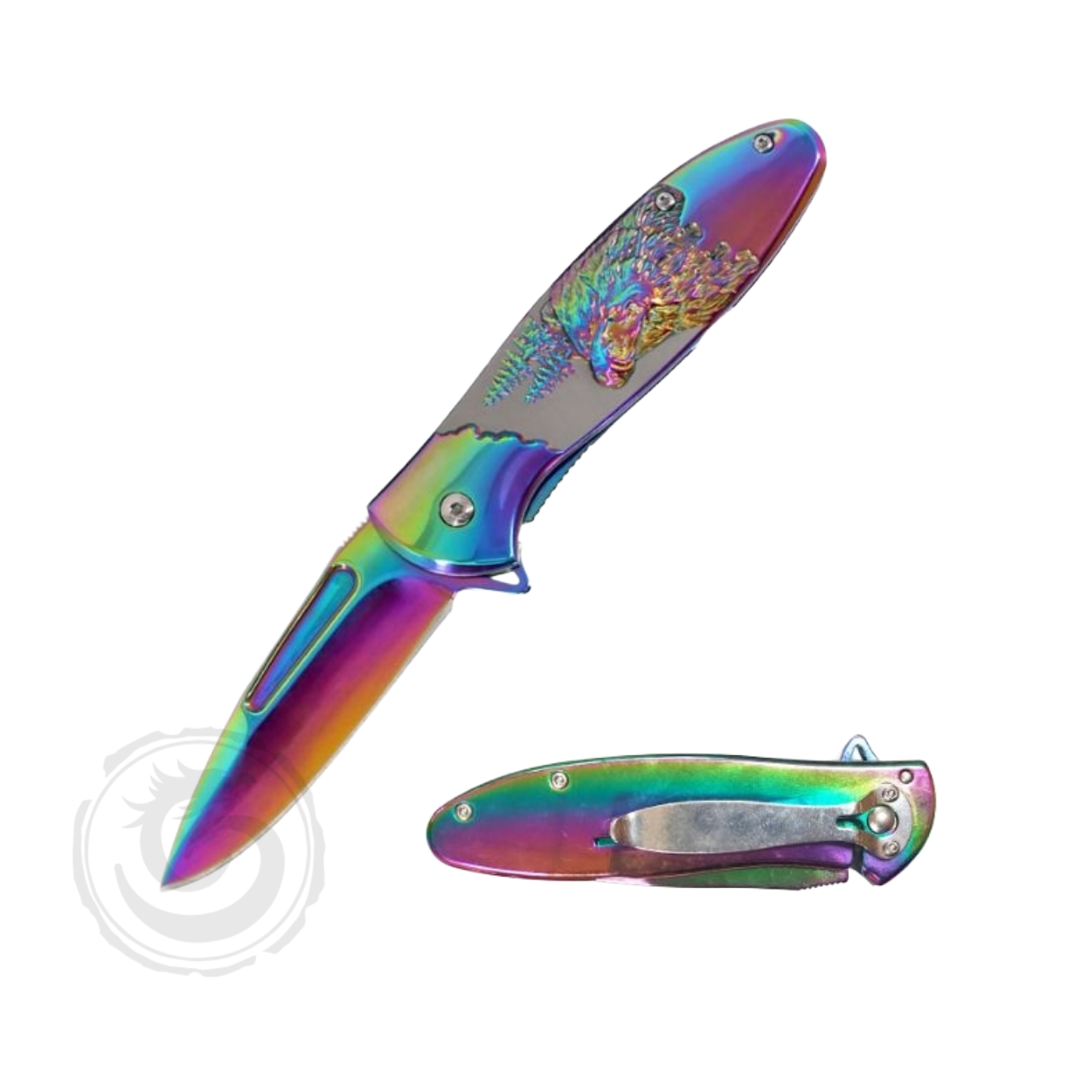 Dark Fantasy Rainbow Bear Folding Knife