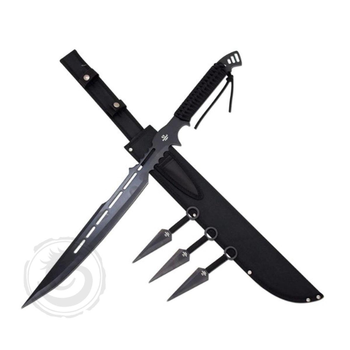 Snake Eye Ninja Sword with Throwing Knives Set Black