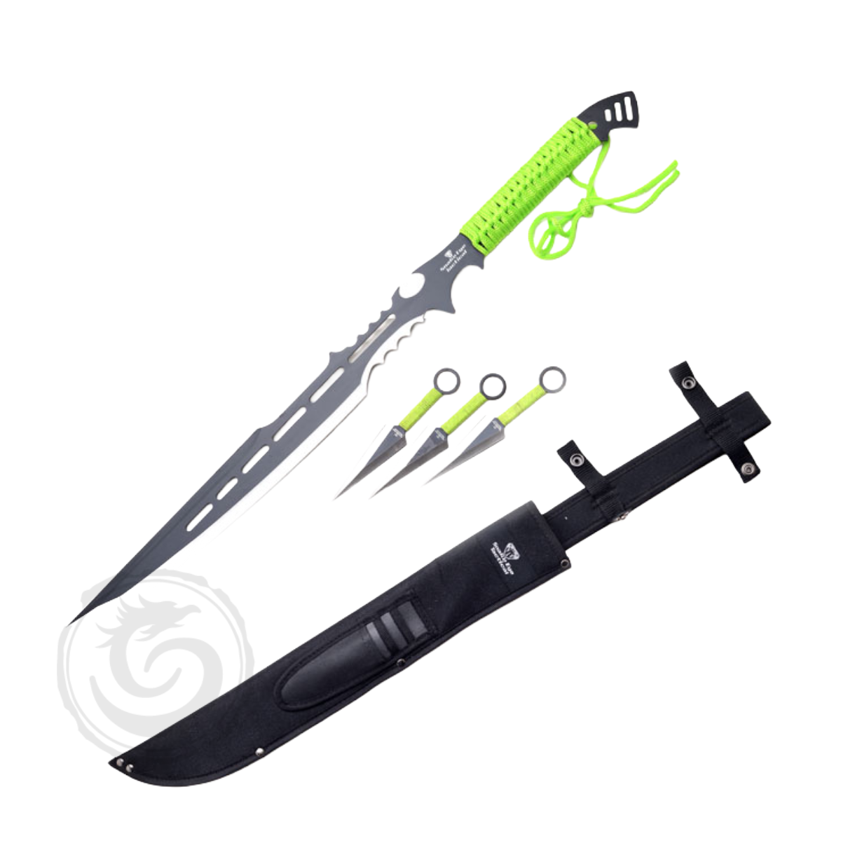 Snake Eye Ninja Sword with Throwing Knives Set Neon Green