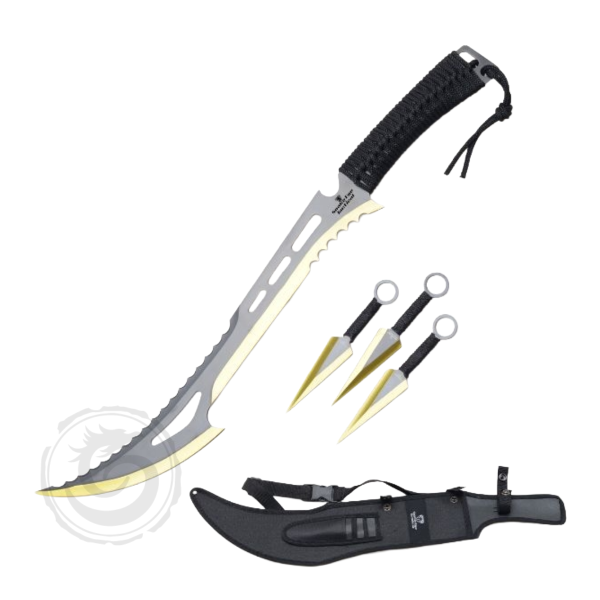 Snake Eye Ninja Sword With Throwing Knife Set Yellow & Gray Blade