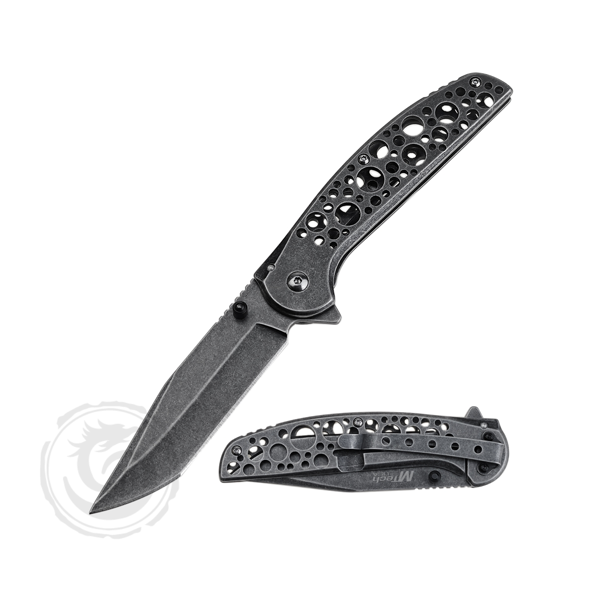 MTech Stonewashed Skeletonized Pocket Knife