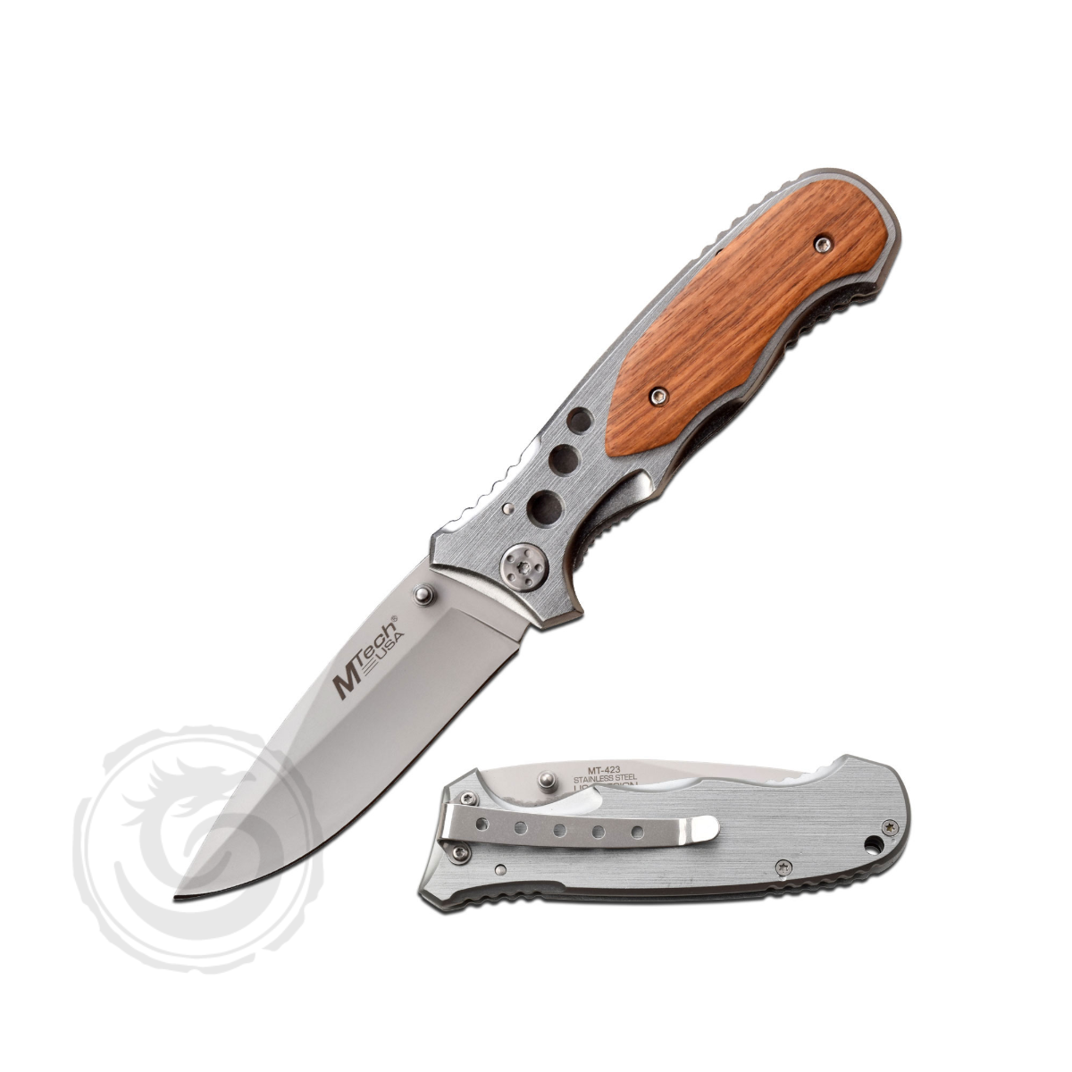 MTech USA Manual Folding Knife Rose Wood Overlay