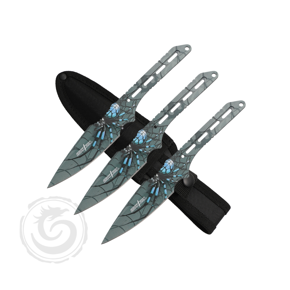 Perfect Point Throwing Knives Set Blue Spider Set of 3