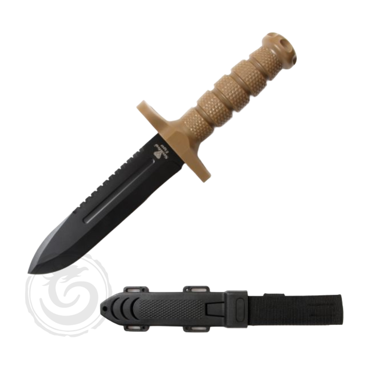 Snake Eye Military Style Sawback Blade Knife Tan