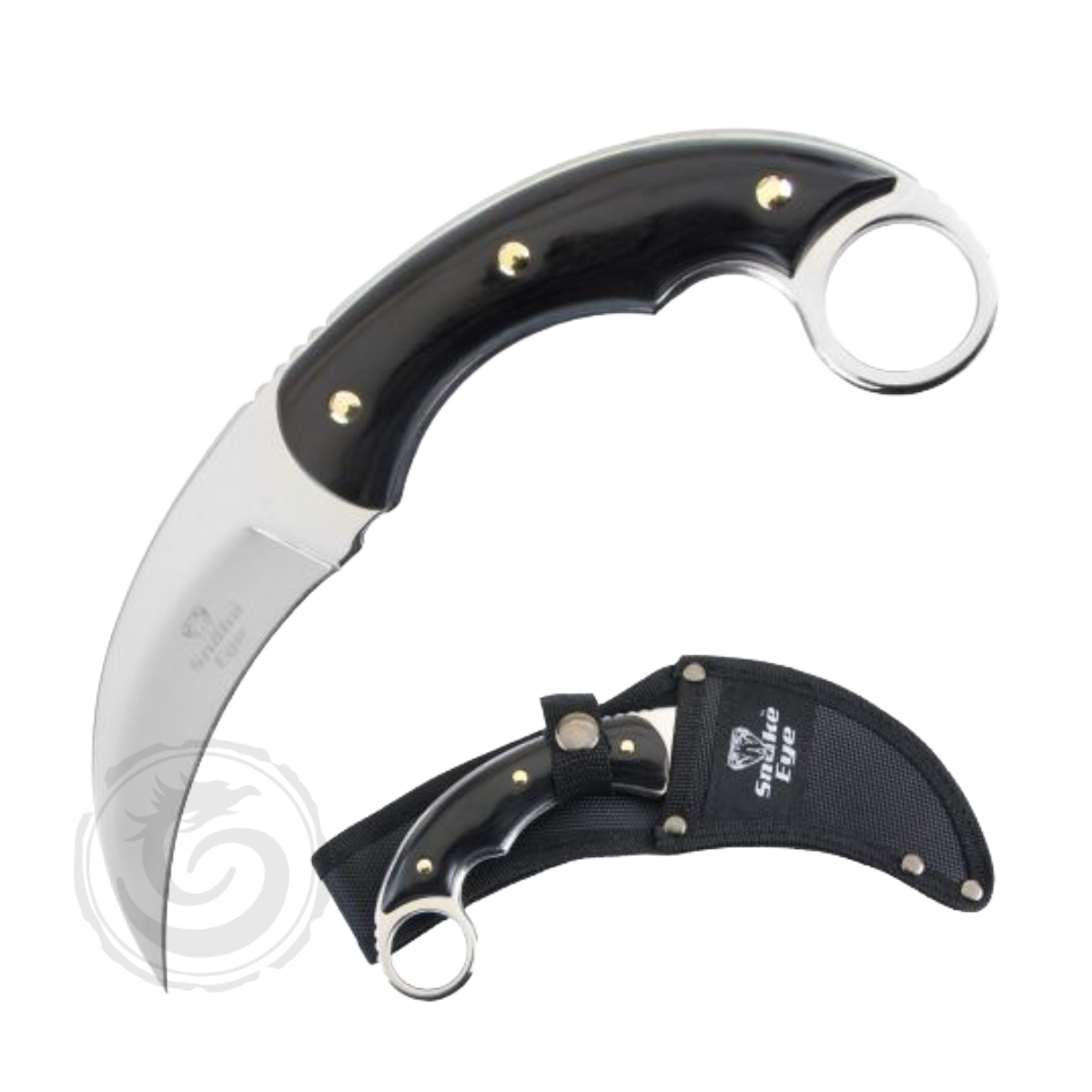Snake Eye Fix Blade Karambit Knife Silver