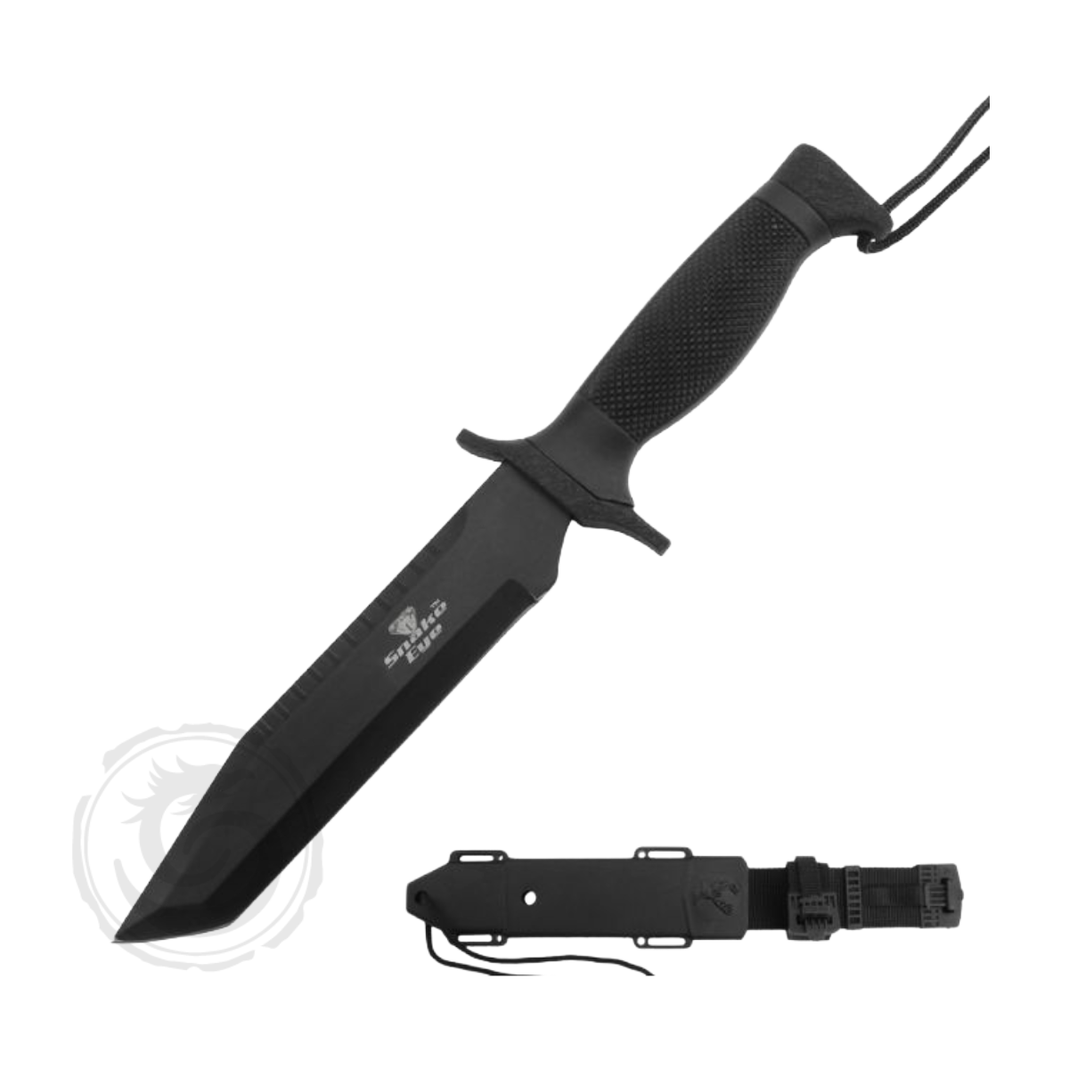 Snake Eye Fixed Blade Tanto Knife Rubberized Handle