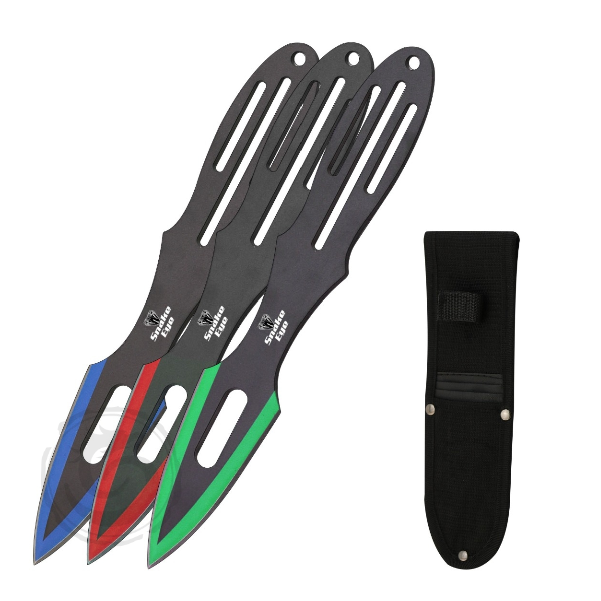 Snake Eye Two-Toned Skeletonized Drop Point Throwing Knife Set of 3