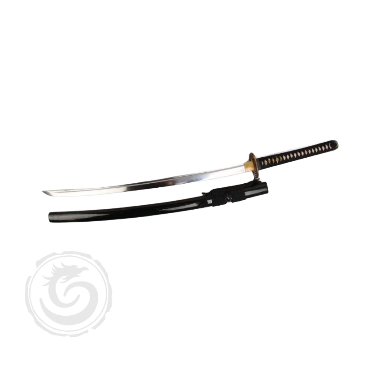 Snake Eye Japanese Samurai Katana Cutout Tsuba Black Striped Scabbard