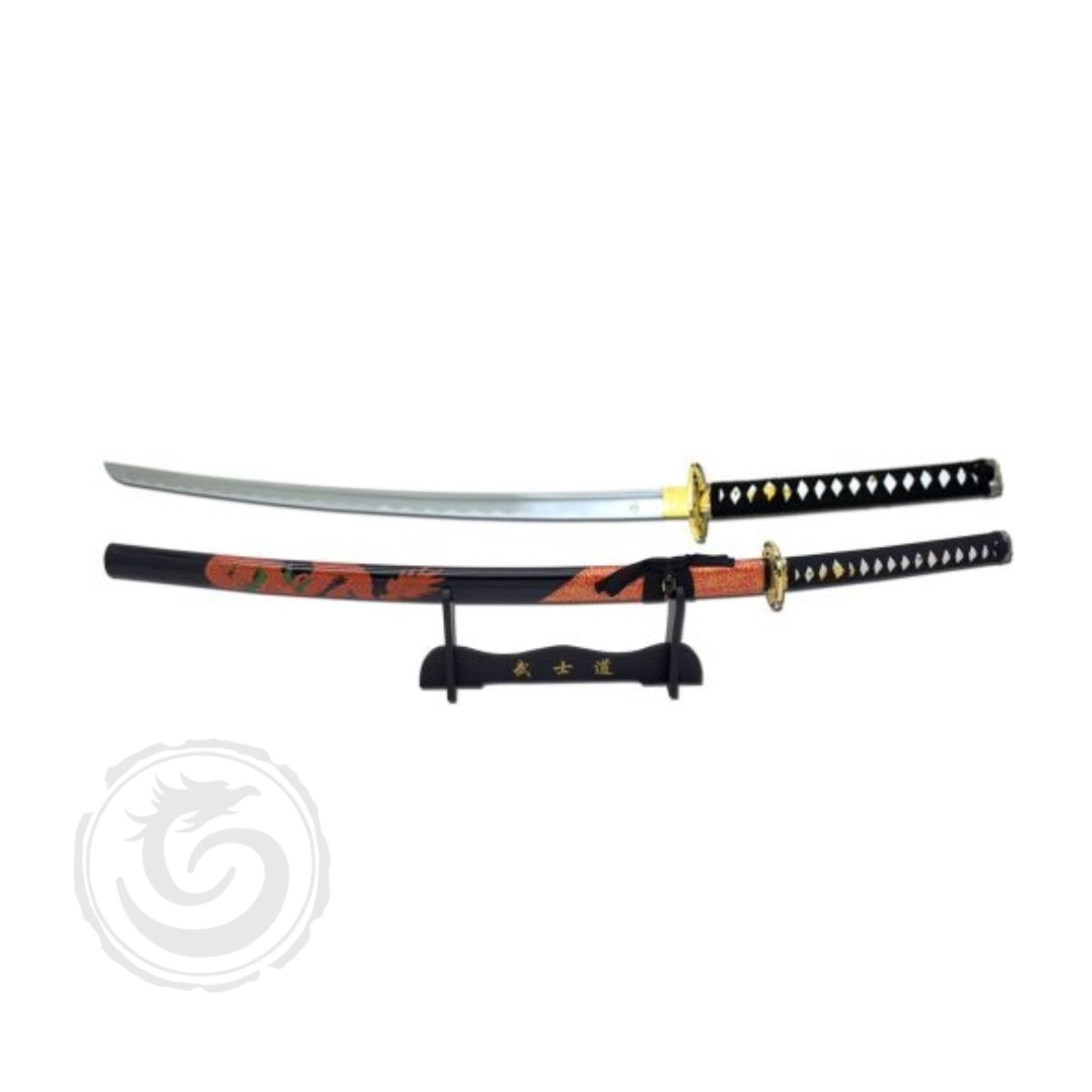 Snake Eye Japanese Samurai Katana Sword Dragon Tsuba Black