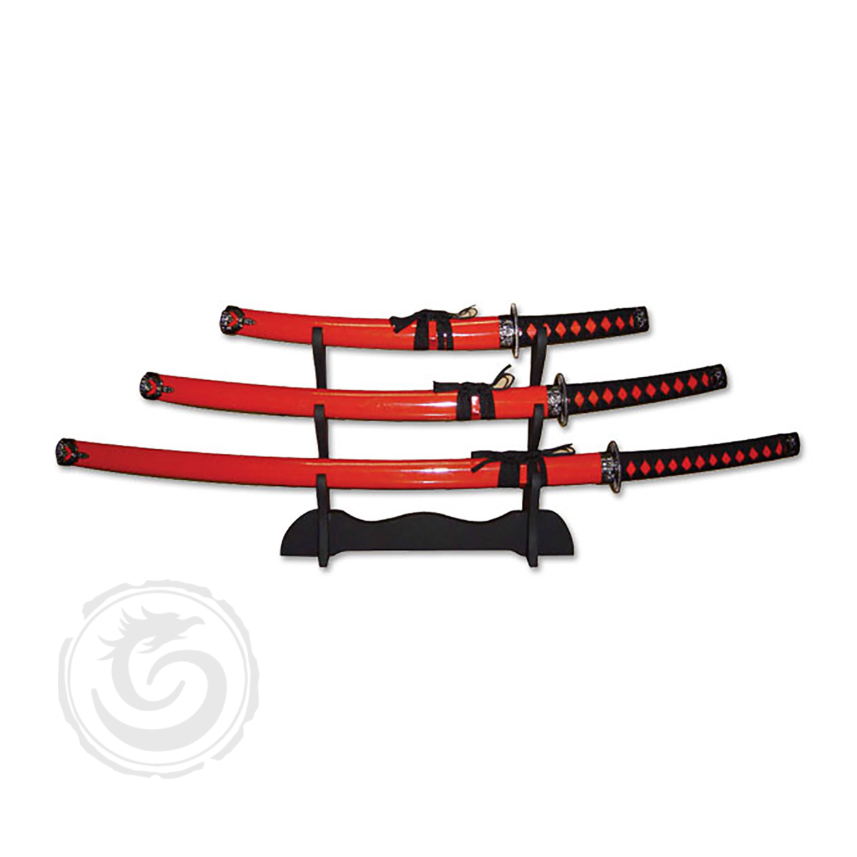 BladesUSA Samurai Sword Set with Spoke Tsuba Set of 3