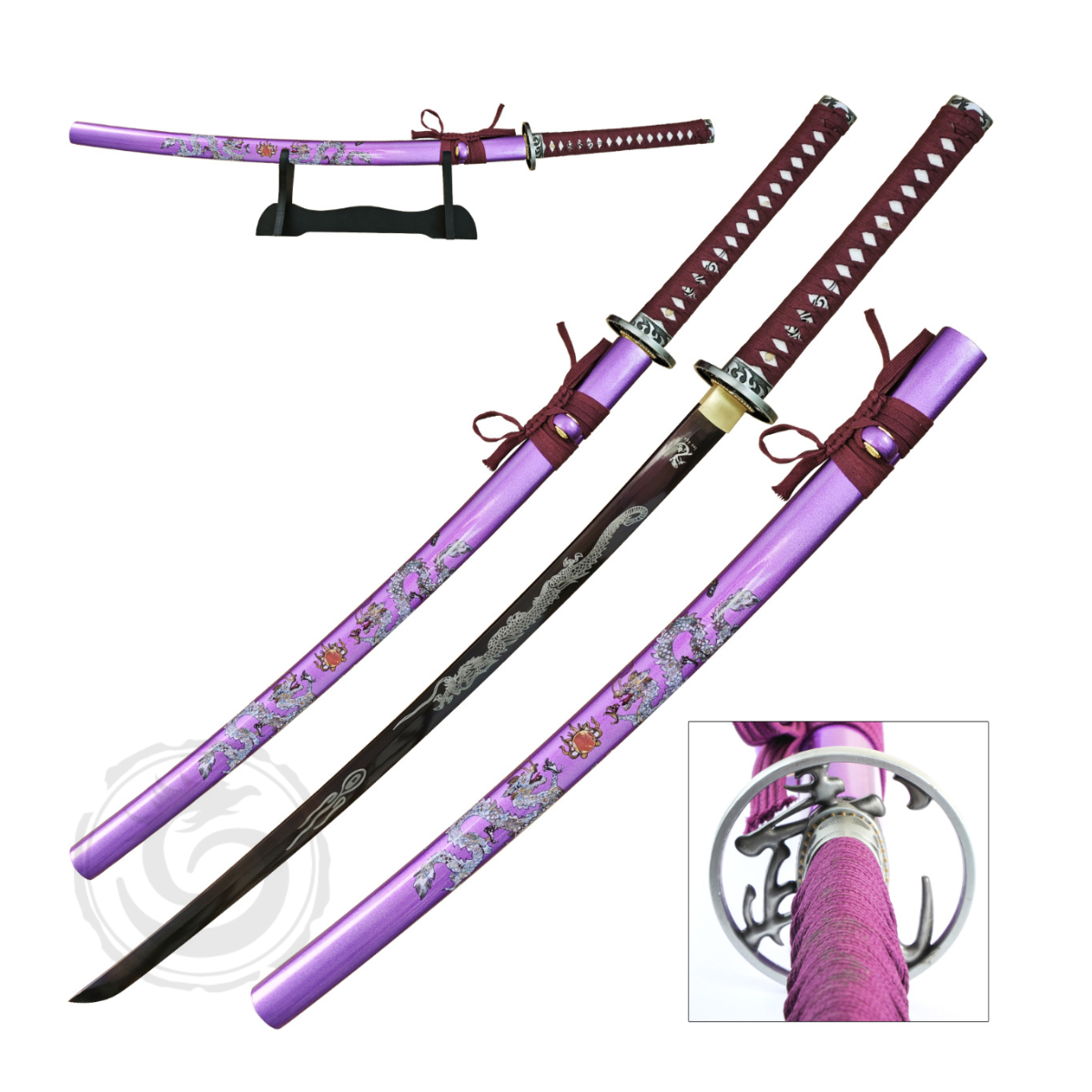 Ten Ryu 40.5″ Dragon Samurai Katana Sword Purple Painted Scabbard
