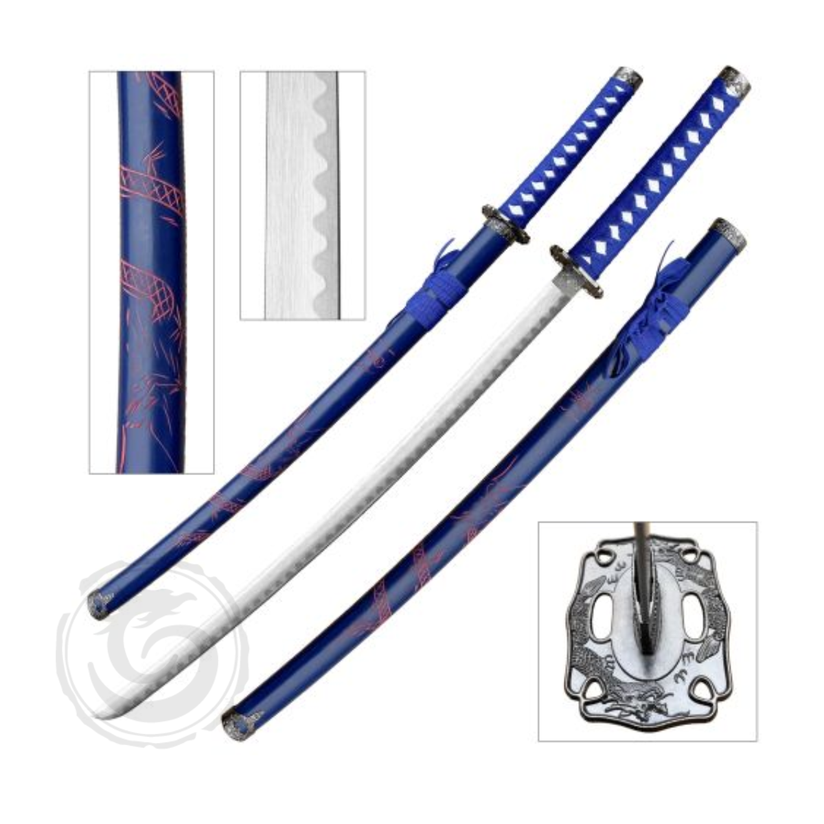 BladesUSA 40″ Blue Dragon Samurai Katana