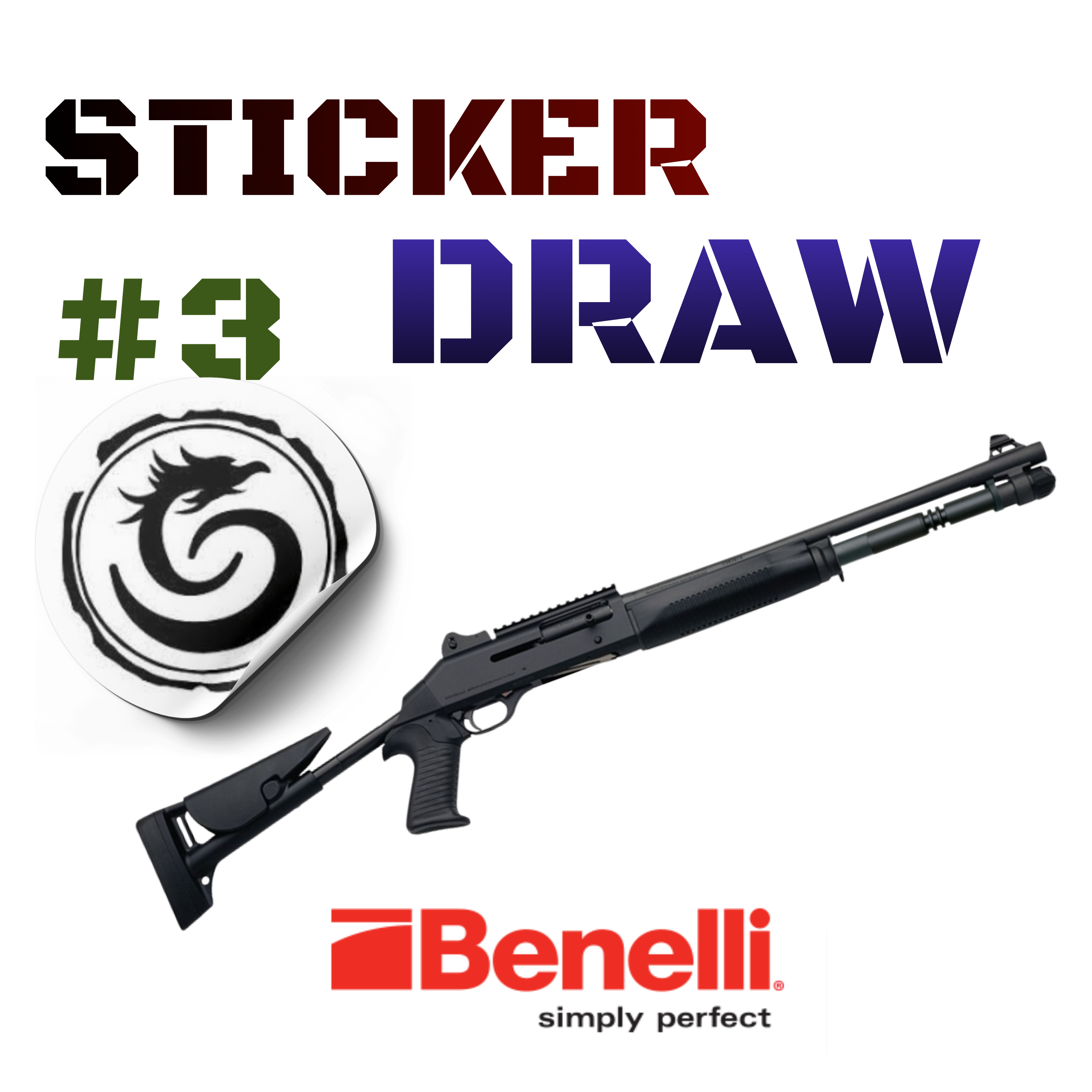Sticker Draw, 【the 3rd One】Benelli M4 Tactical 12 Ga 3″ 18.5″ Black 5+1 Semi Shotgun w/ Tele Stock