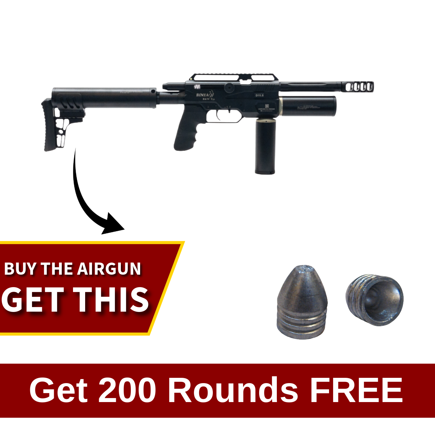 BinTac T50 .50 Cal 9″ Semi-Auto PCP Air Rifle