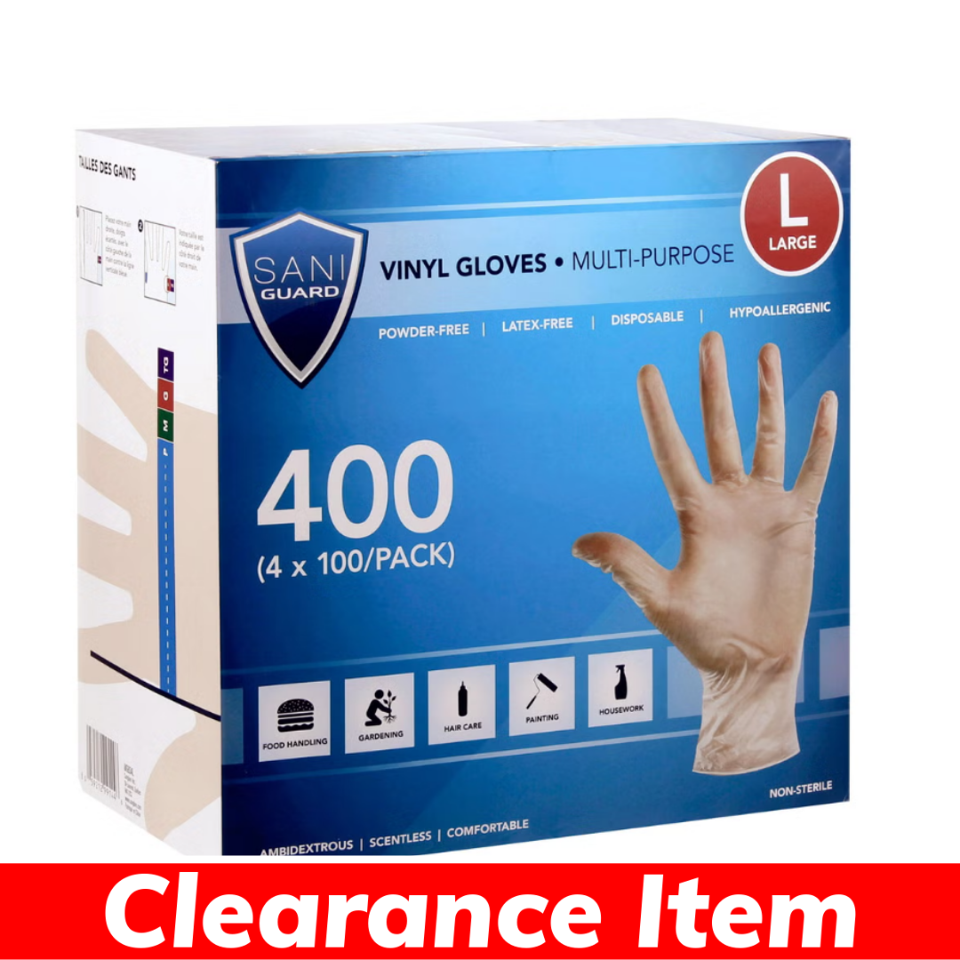 Sani Guard Vinyl Gloves, Large, 4-pack of 100 ** Clearance