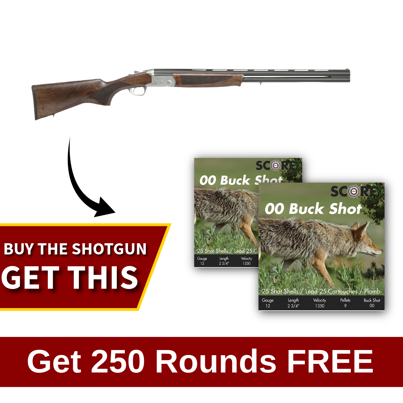 Hunt Group Perfetto O/U 12 Ga 3″ Cham 28″ Barrel – Silver w/Ammo Combo